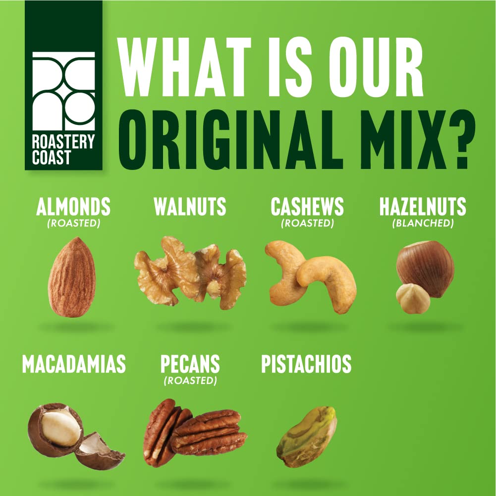 Roastery Coast Daily Nuts mixed bag showing balanced proportions for snacking