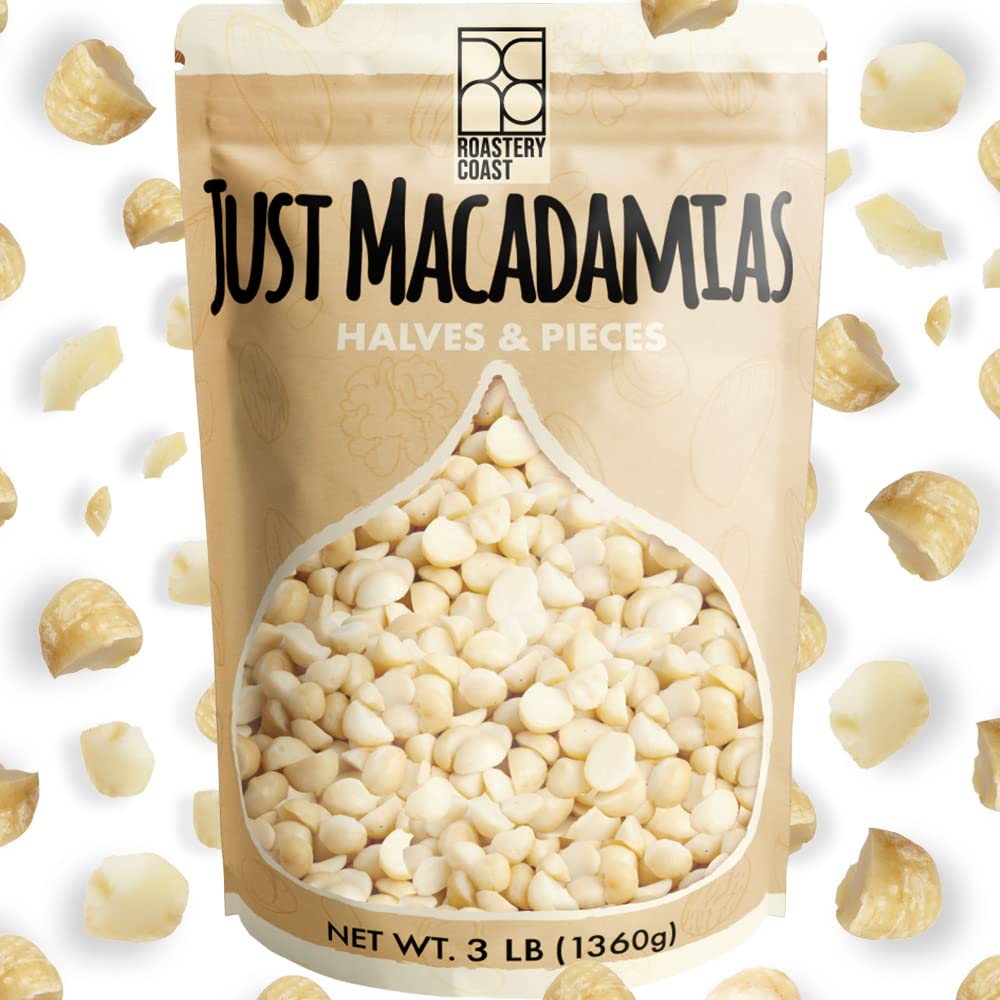 Roastery Coast Daily Nuts macadamia raw unsalted close-up, perfect for keto snacking.