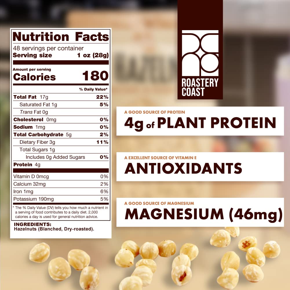 Roastery Coast hazelnuts blanched closeup of skinless kernels