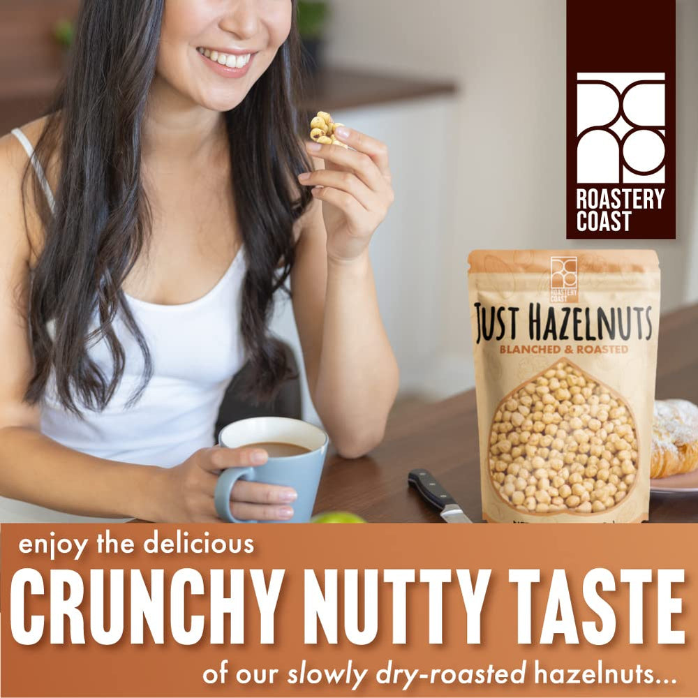 Roastery Coast hazelnuts gluten-free badge on packaging