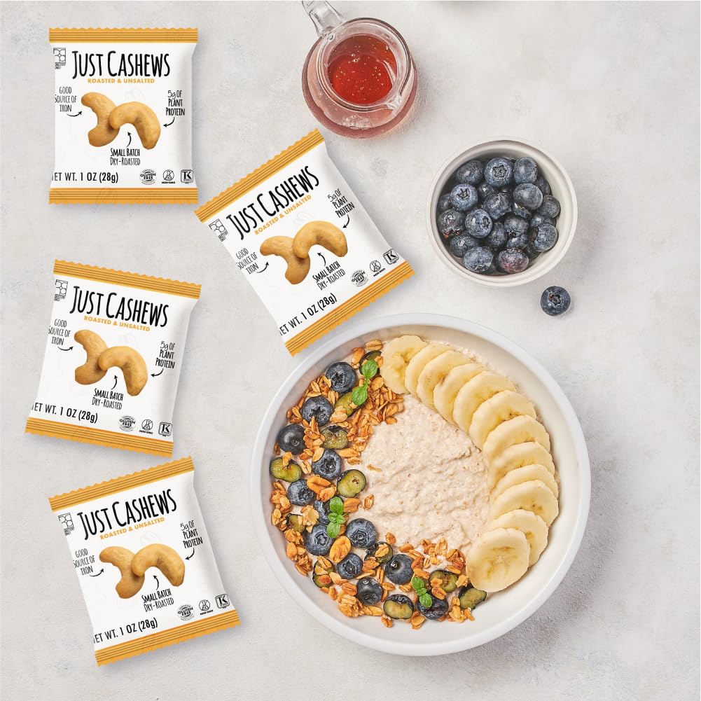 Roastery Coast Just Cashews on the go snack with plant protein.