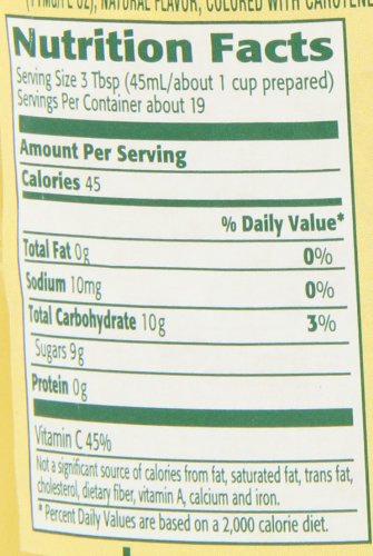 Robinson's Orange Barley Water close-up label highlighting real fruit juice