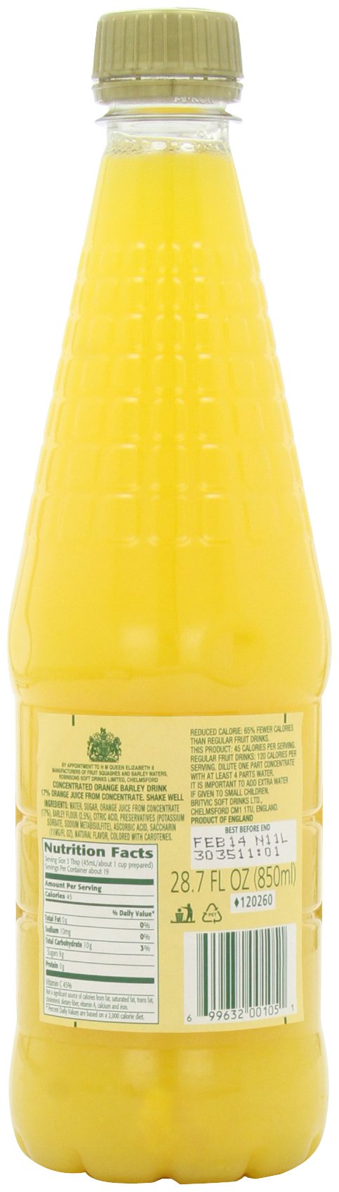 Robinson's Orange Barley Water being poured for a refreshing citrus sip