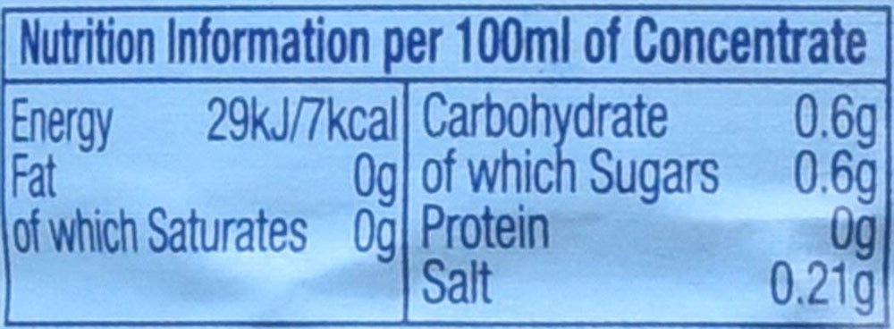 Robinsons Orange Squash label emphasizes no artificial colours or flavours