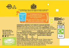 Robinsons Water Lemon Barley being poured into a glass to serve.