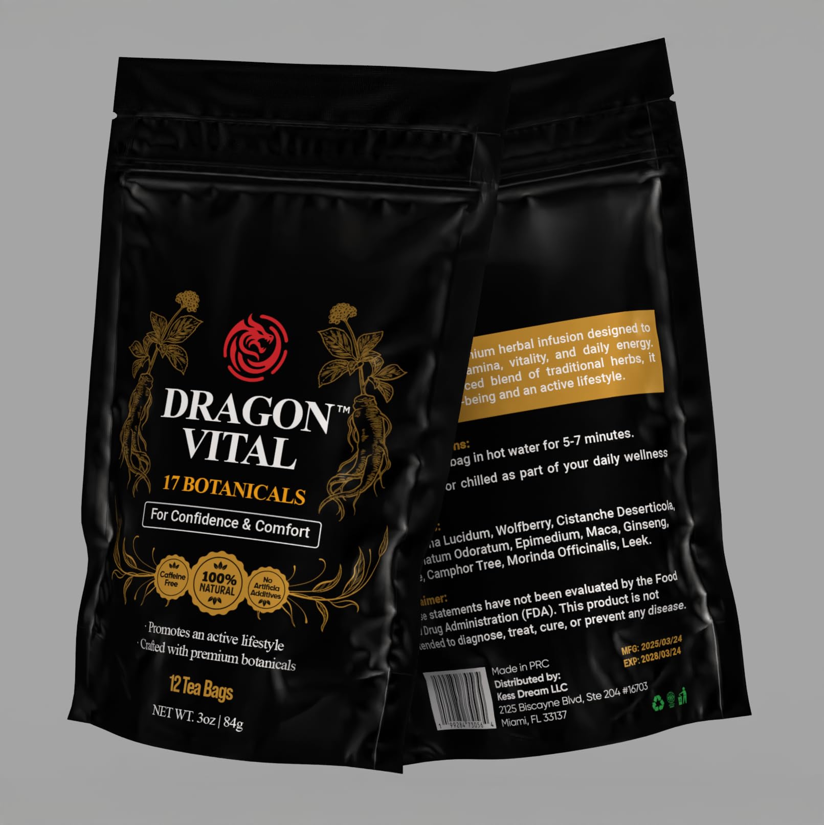 Robutop Dragon Vital label closeup communicates 100% natural, non-GMO promise.