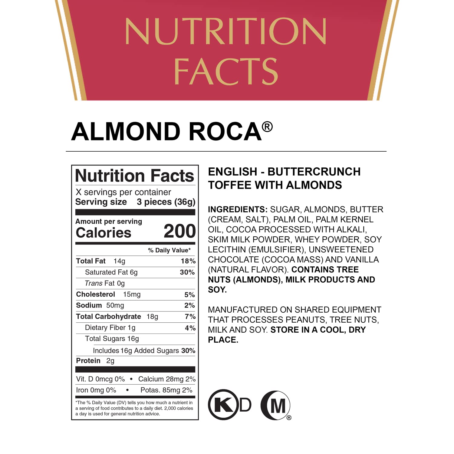 Roca Almond ROCA foil-wrapped pieces ready to enjoy buttery toffee