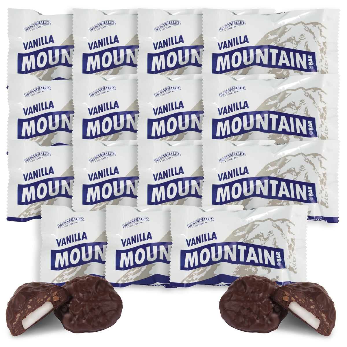 Roca Almond Vanilla Mountain Bar 15-bar box, ideal for sharing.