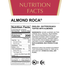 Roca buttercrunch toffee slices reveal rich caramel and chocolate.