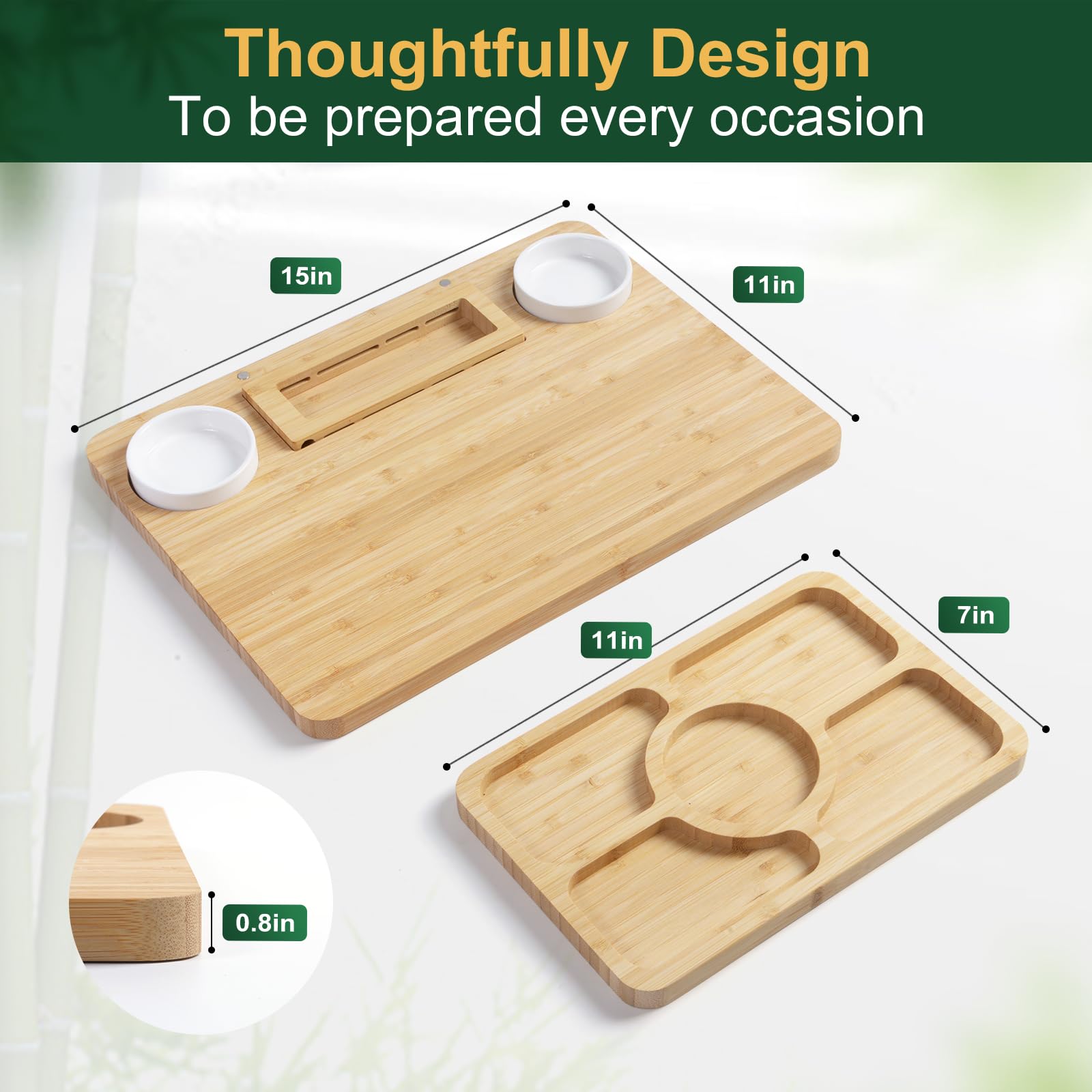 ROCIRLAB board with dips tray for sauces and nuts.