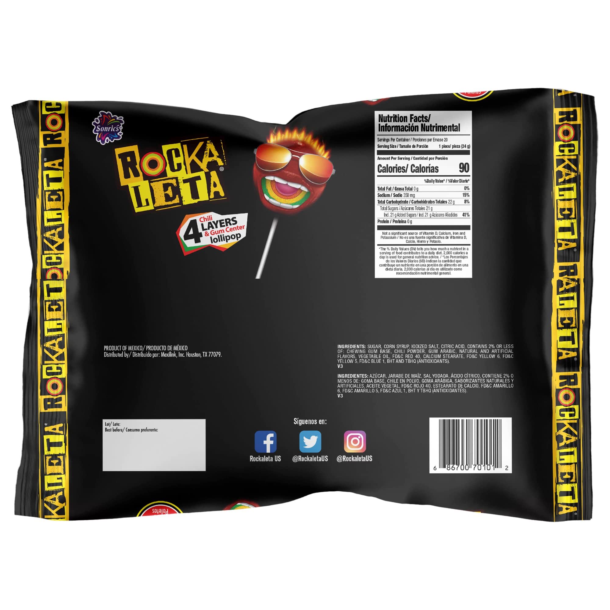 Rockaleta 20-count collection back highlights value and shareable treats