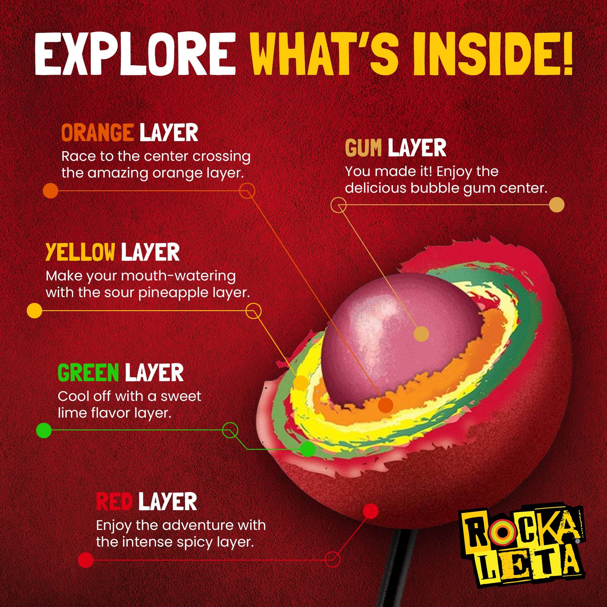 Rockaleta colorful lollipops closeup reveals rich flavors for celebrations