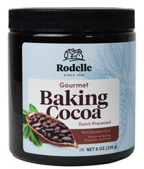 Rodelle Baking Cocoa front label highlights premium Dutch-processed cocoa for rich baking flavor