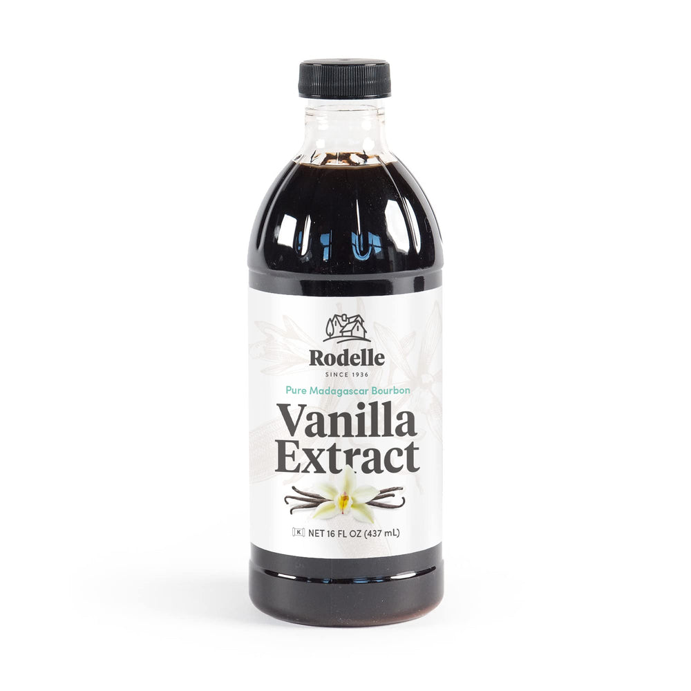 Rodelle Pure Madagascar Bourbon Vanilla Extract bottle showing premium flavor for baking