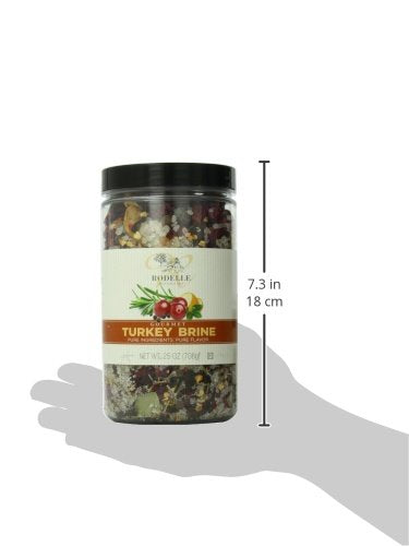 Rodelle brine submerged turkey in container emphasizes thorough coverage