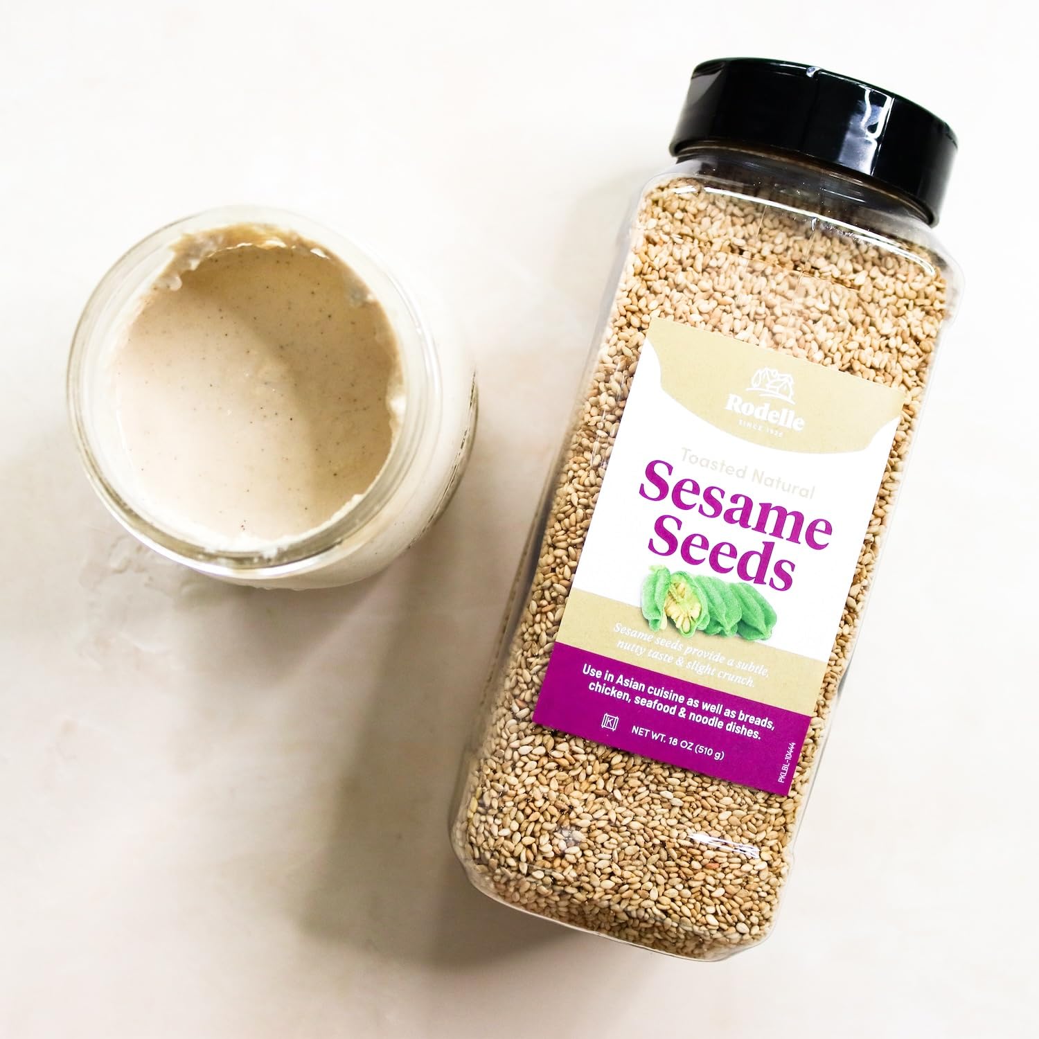 Rodelle Toasted Sesame Seeds in a recipe bowl adding texture