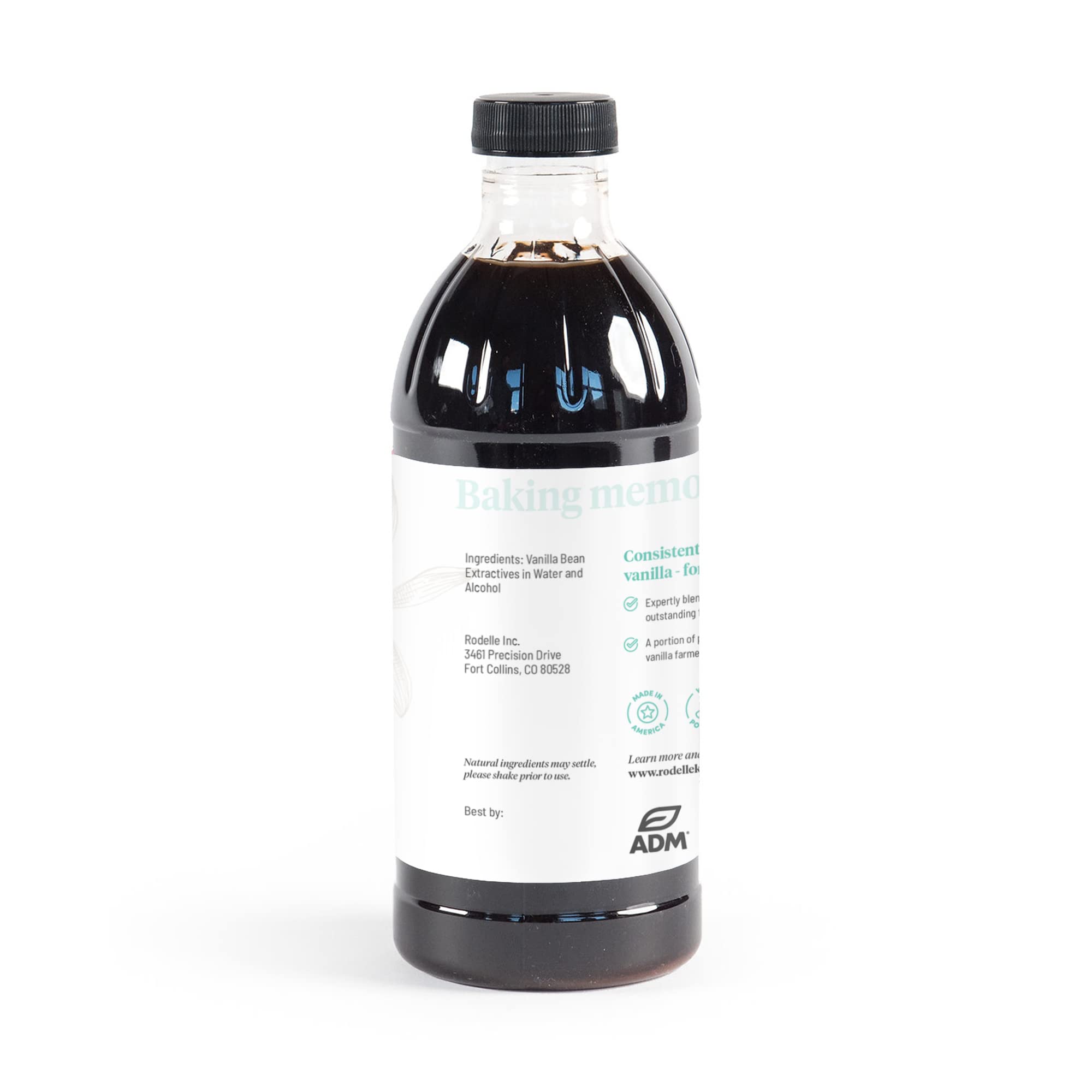 Rodelle vanilla extract bottle pour demonstrating rich, creamy notes in recipes