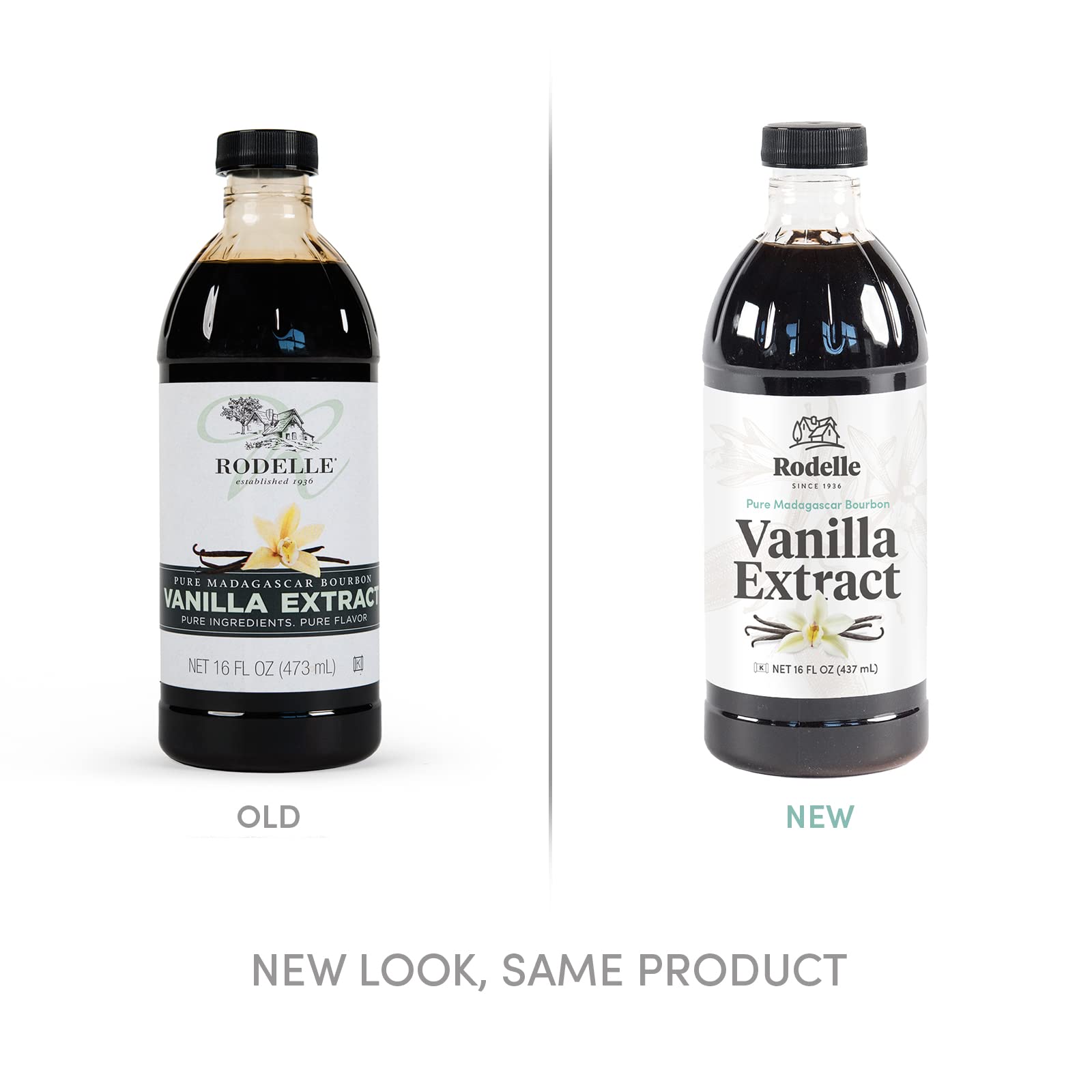 Rodelle vanilla label close-up emphasizing kosher and gluten-free quality