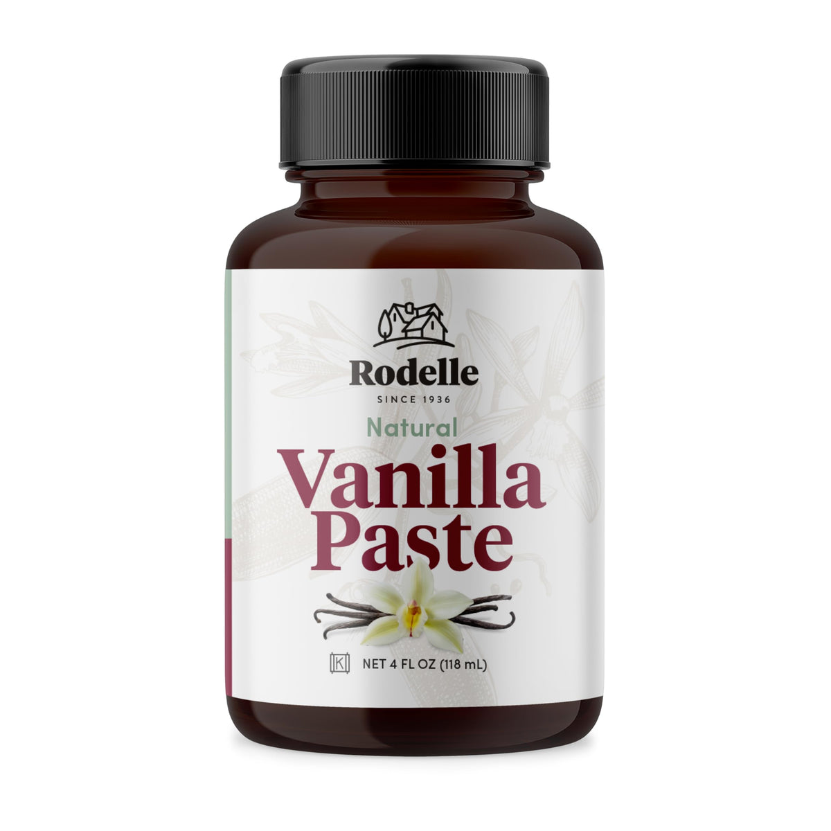 Rodelle Vanilla Paste bottle close-up for rich aroma in desserts