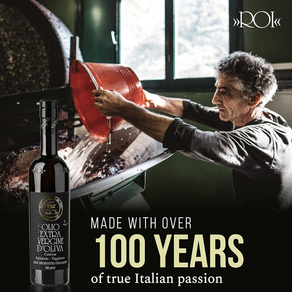ROI Taggiasca EVOO harvest date label helps ensure peak freshness.