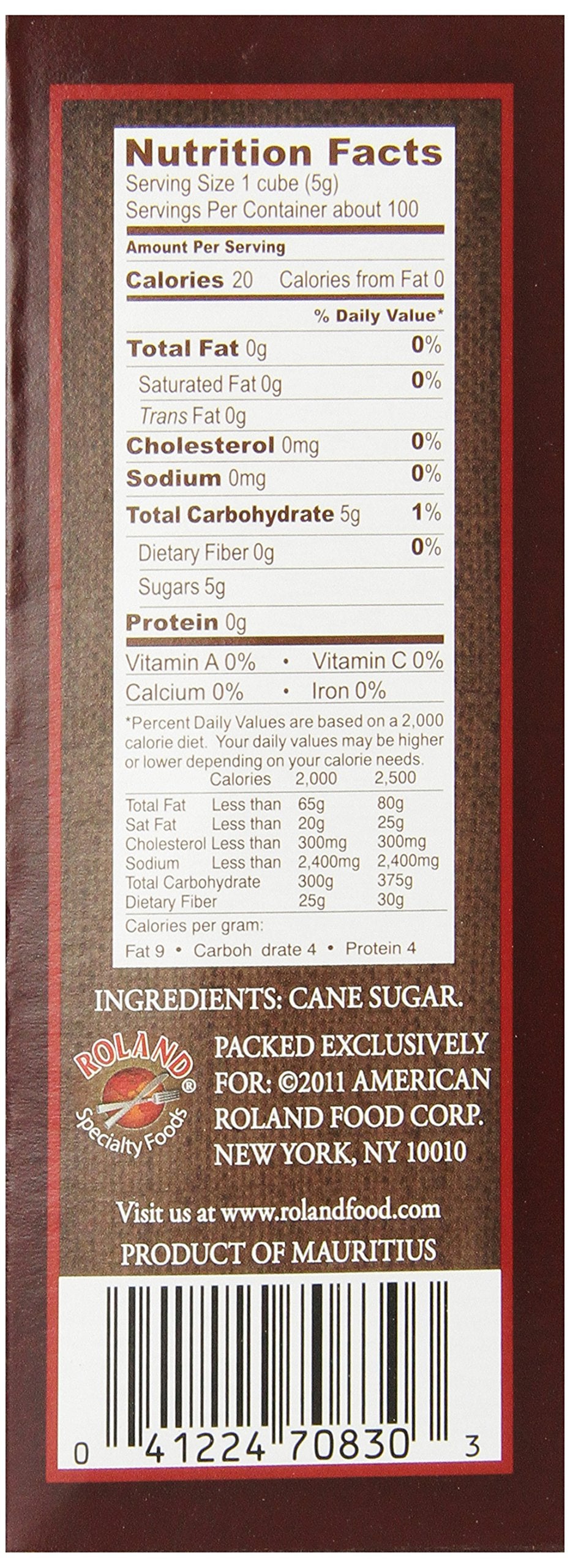 Six-pack Roland Demerara sugar cubes display for convenient use