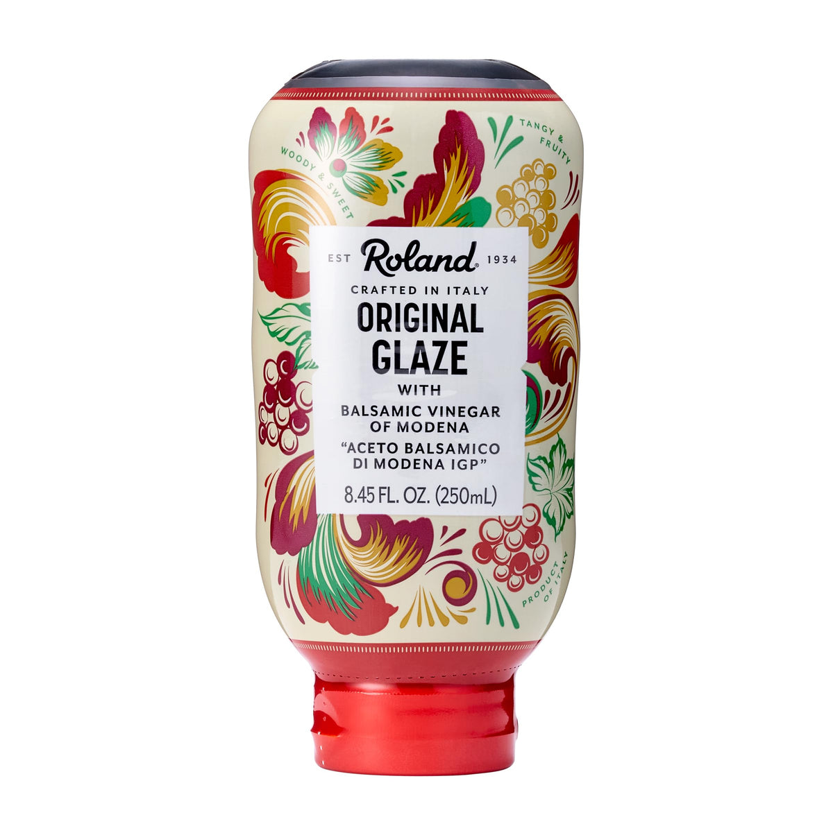 Roland Foods Balsamic Glaze bottle front for authentic drizzle.