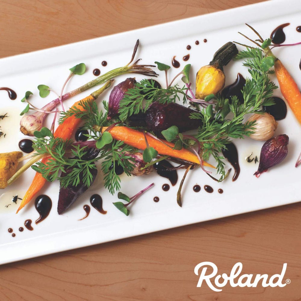 Roland Foods Balsamic Glaze enhances fruit and dessert finishes.
