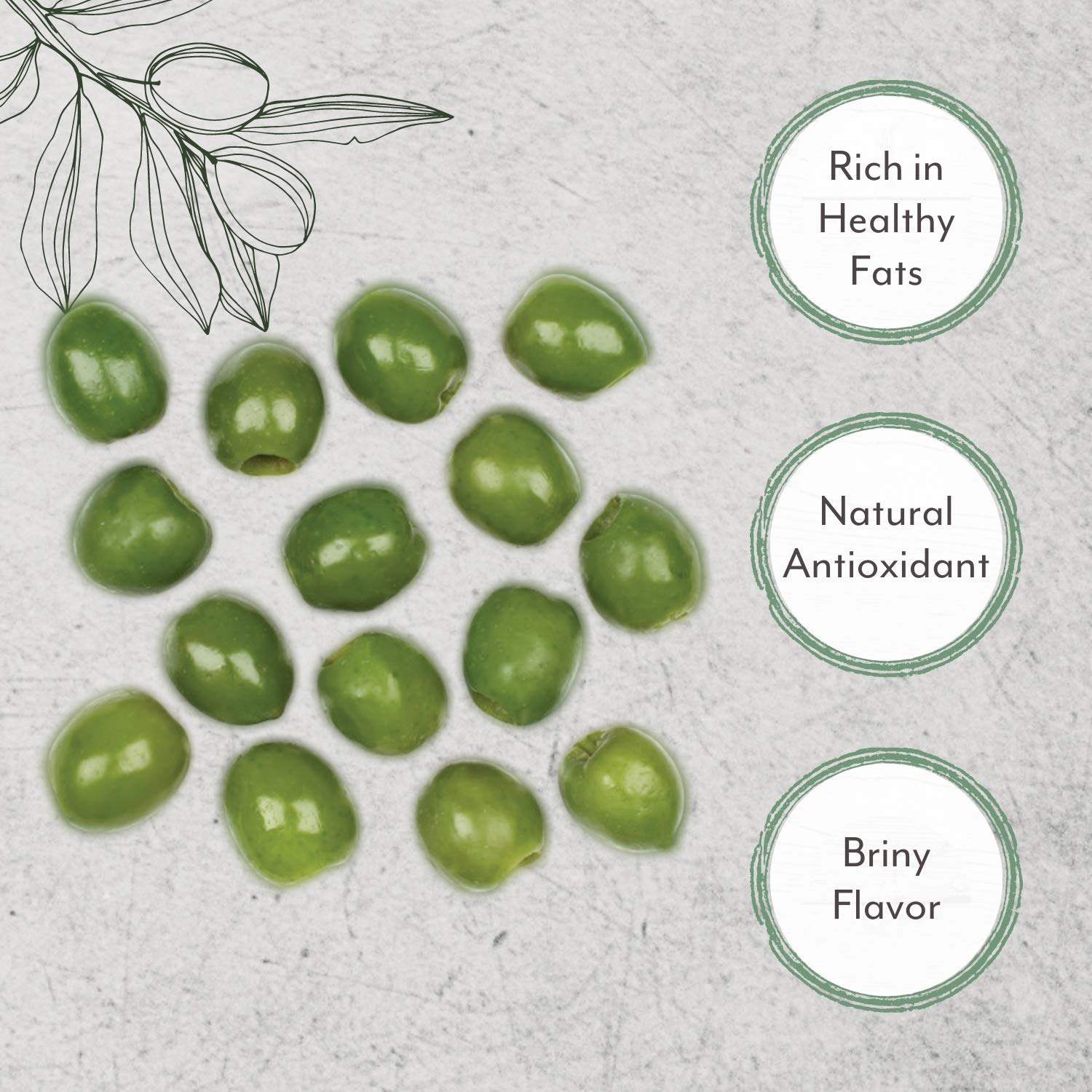 Roland Foods Castelvetrano olives closeup, showcasing smooth, mild, buttery taste.