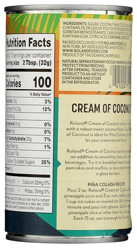Roland Foods Cream of Coconut being poured for tropical drinks and smoothies.