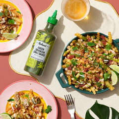 Roland Foods Green Sriracha on poke bowls adds bright acidity and flavor.