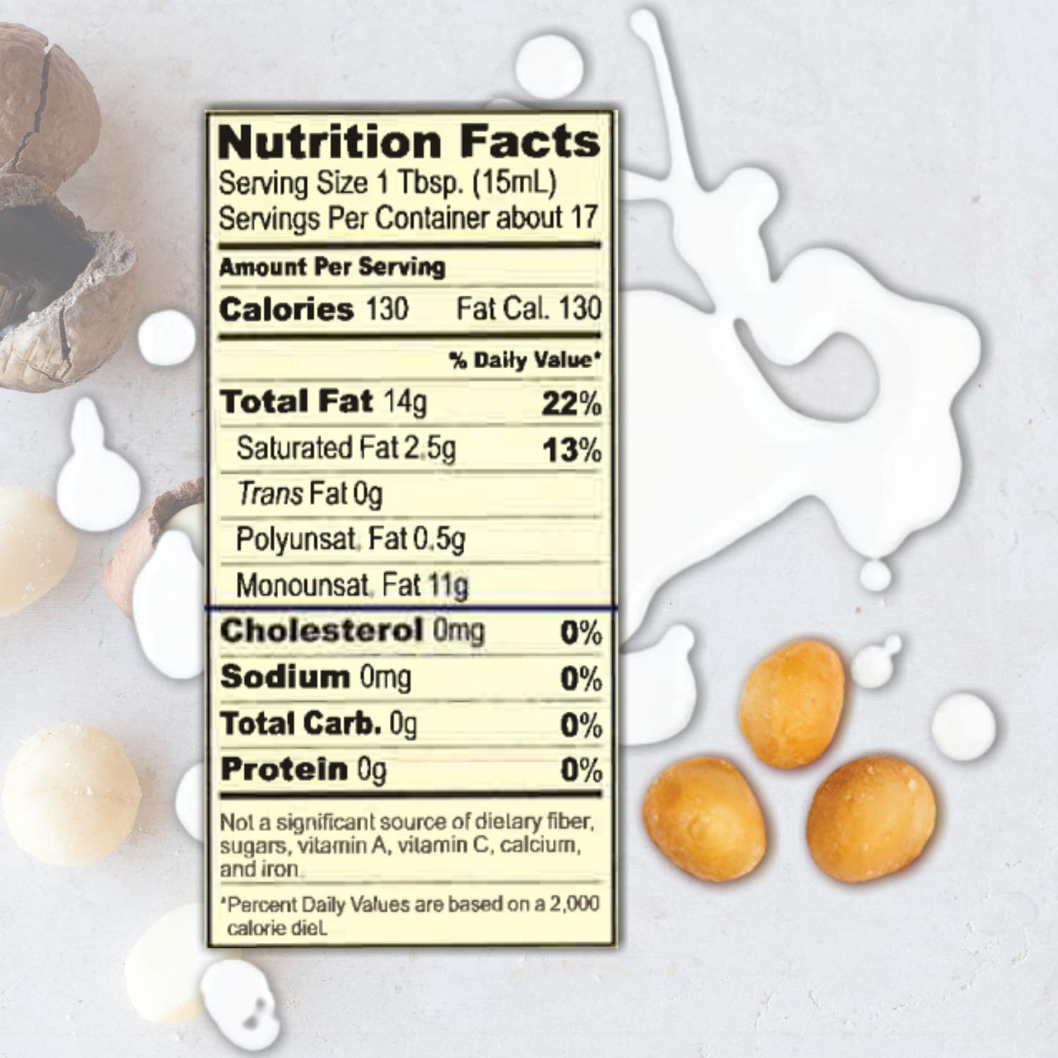 Roland Foods Macadamia Oil being poured, suitable for high-heat frying.