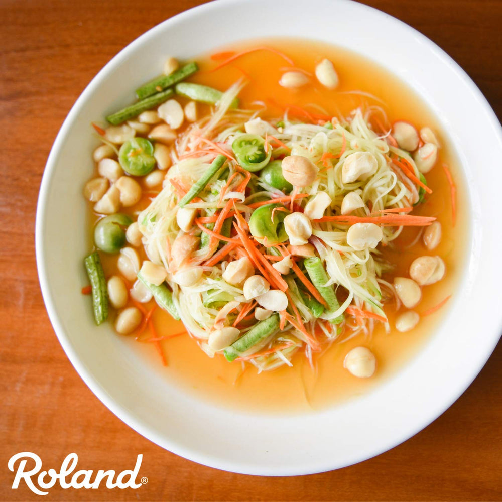 Roland Foods oil in protective tin packaging preserves color and aroma.