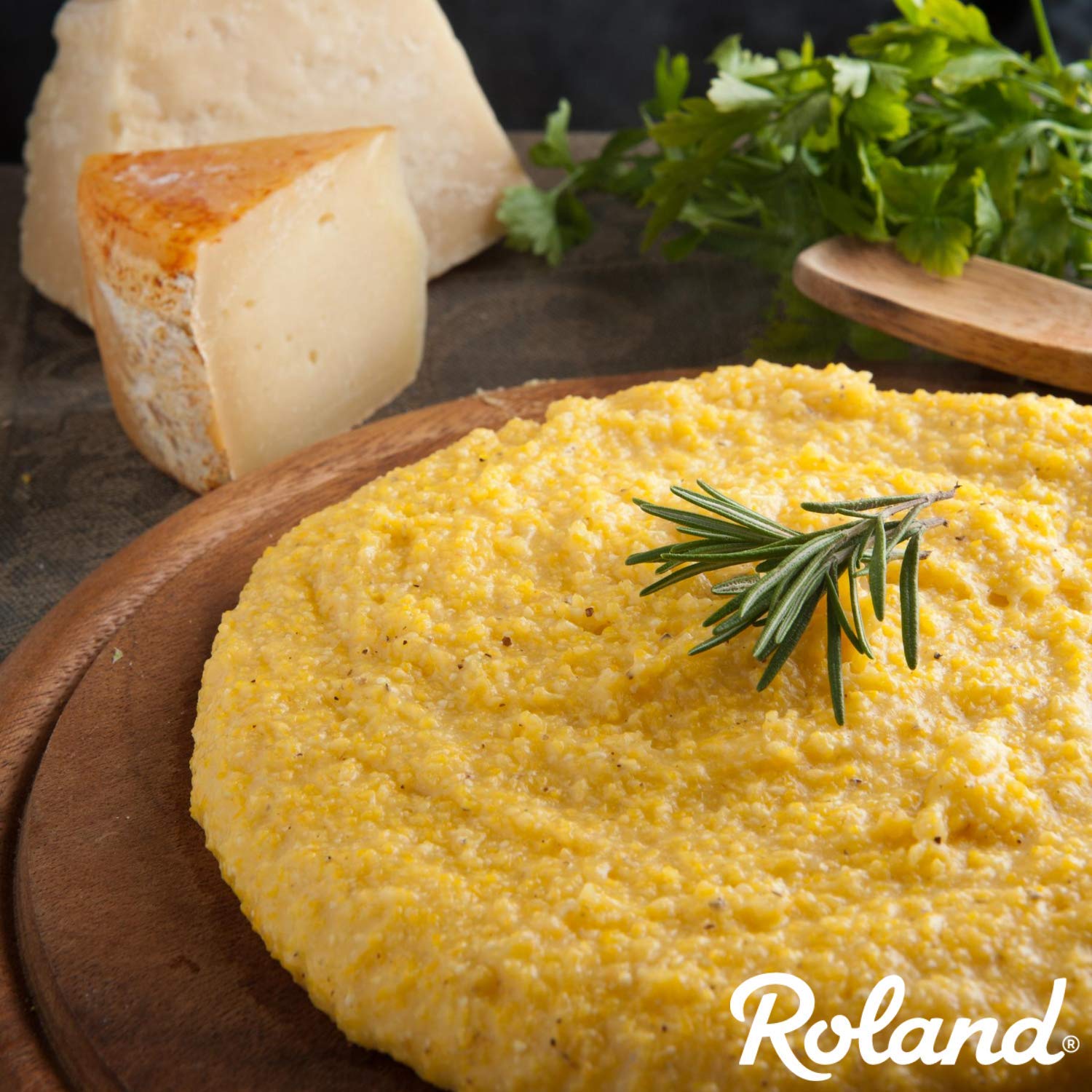 Roland Foods polenta as a comforting vegan base for meals.