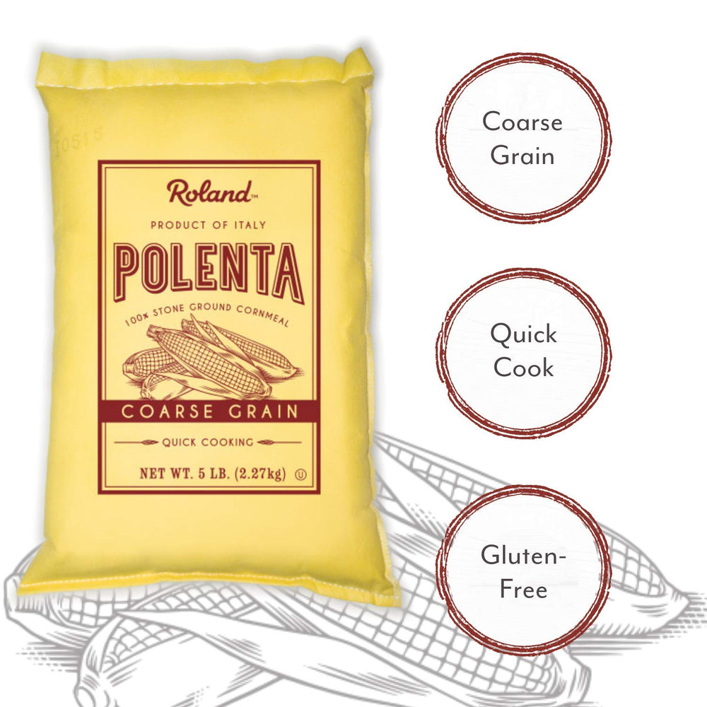 Roland Foods Polenta dish topped with fresh herbs for serving.