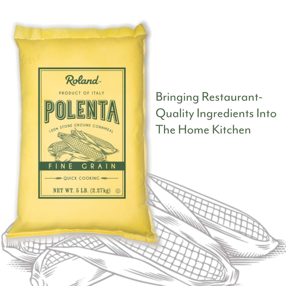 Roland Foods polenta plated as a creamy, golden side dish