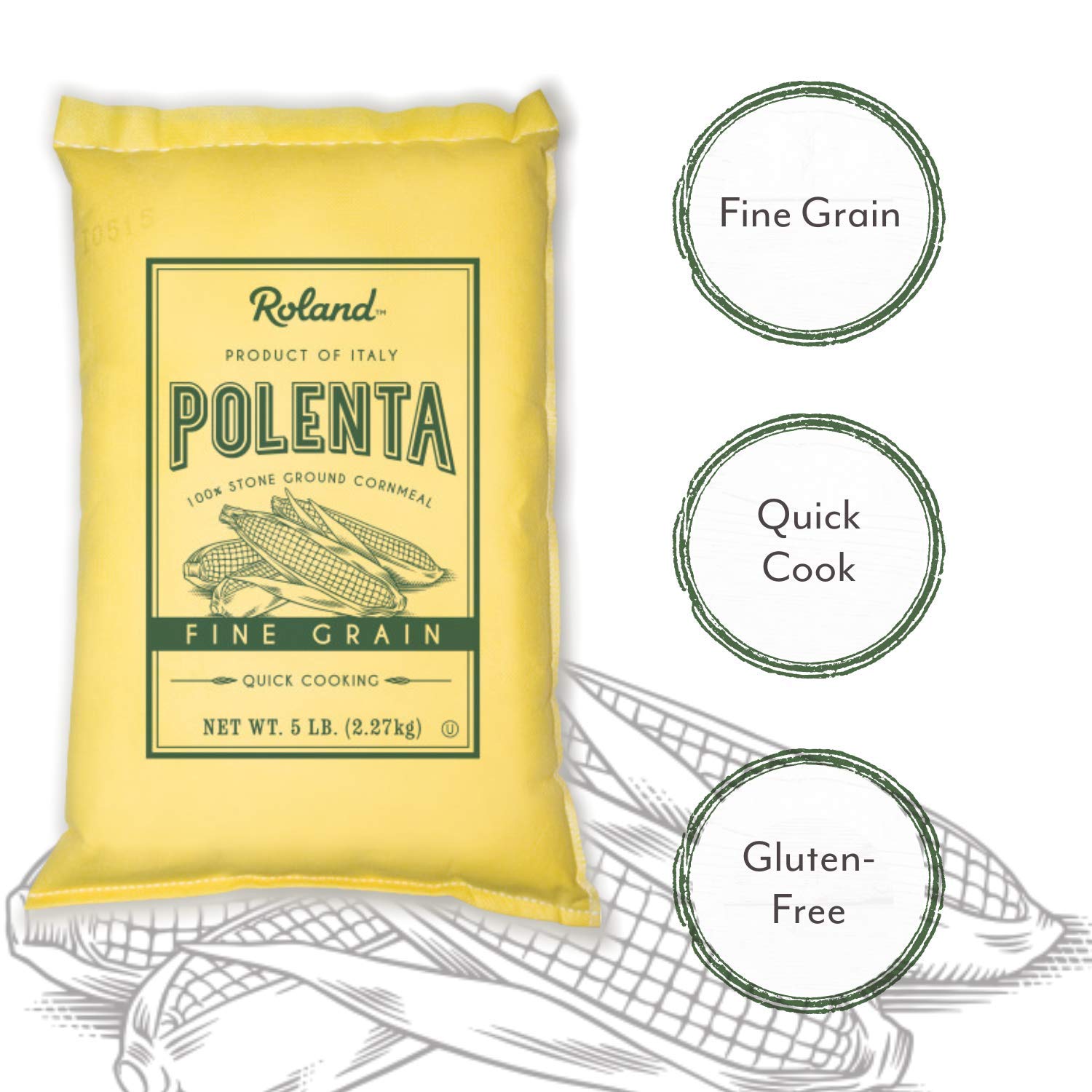Roland Foods polenta served with shrimp and vegetables
