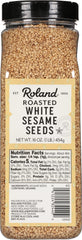 Roland Foods Roasted White Sesame Seeds container ready to top dishes.