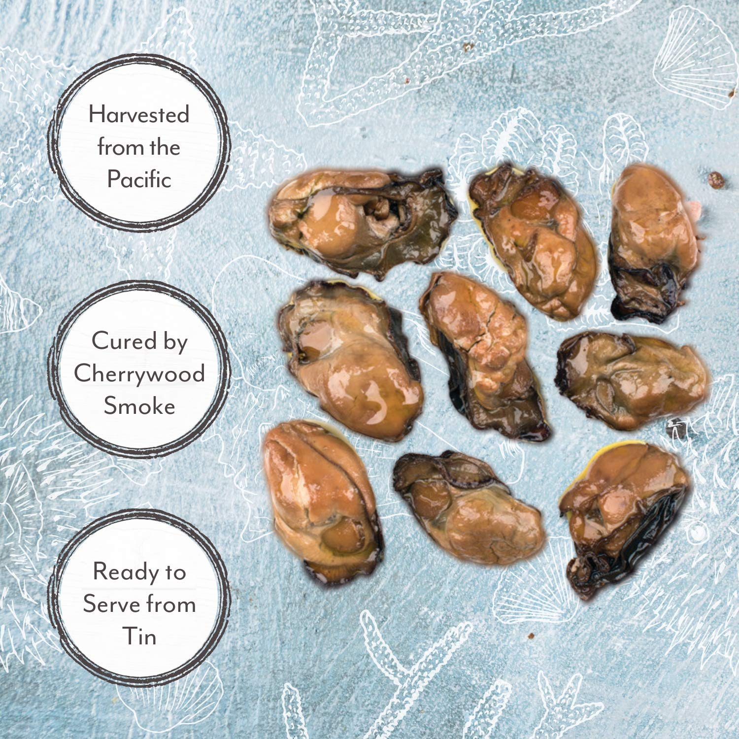 Roland Foods oysters in oil illustrating wild-caught Pacific origin.