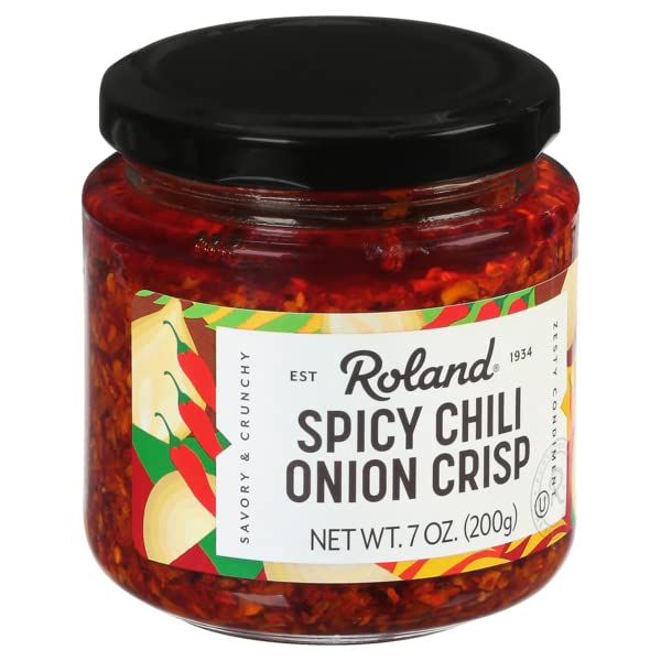Roland Foods Spicy Chili Onion Crisp sprinkles add savory heat to snacks.