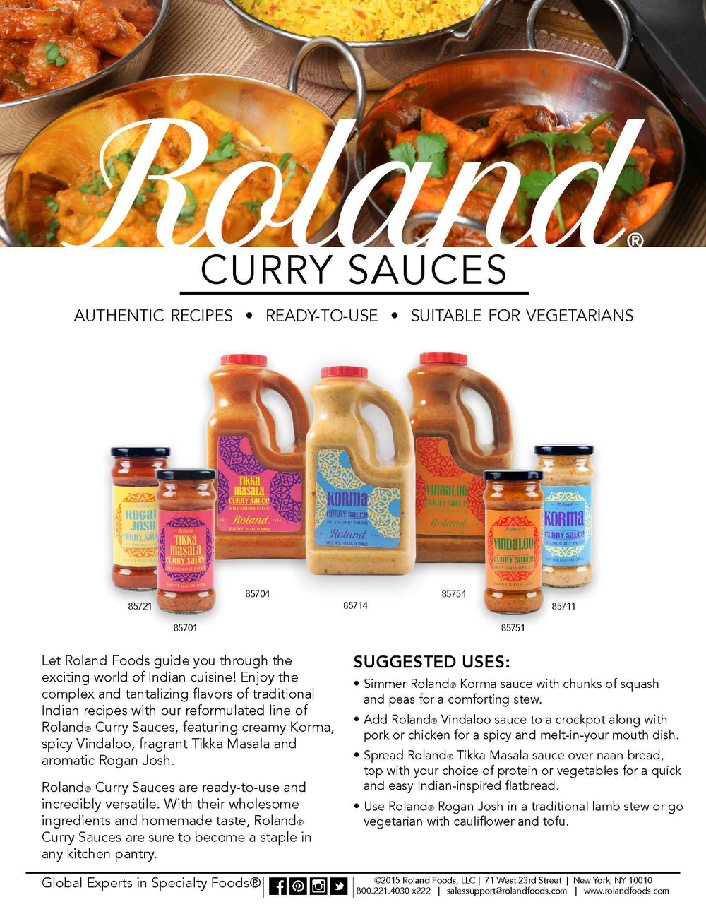 Roland Foods Tikka Masala Sauce served with vegetables for a ready-made curry.