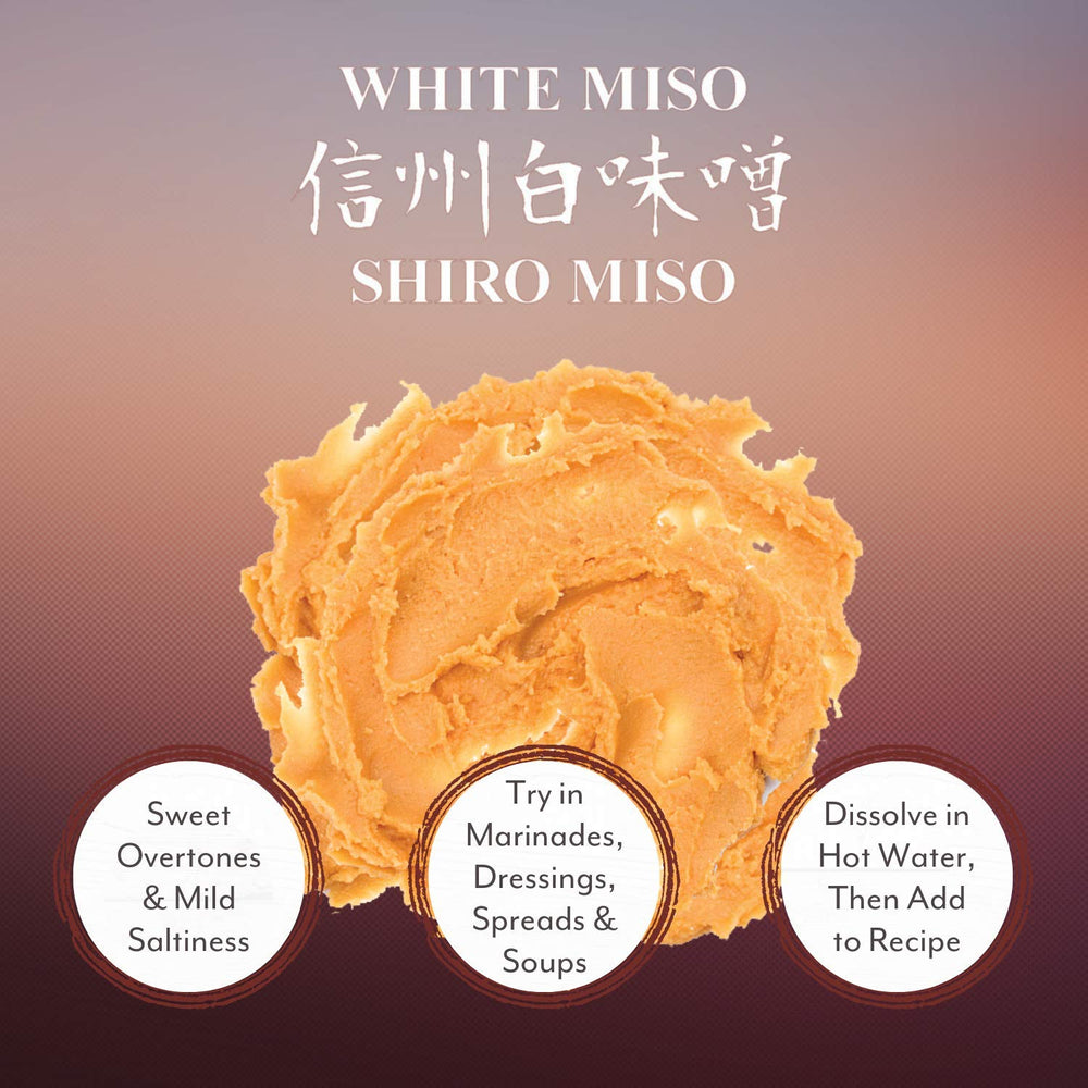 Roland Foods White Miso Paste spoon adds depth to marinades and dressings.