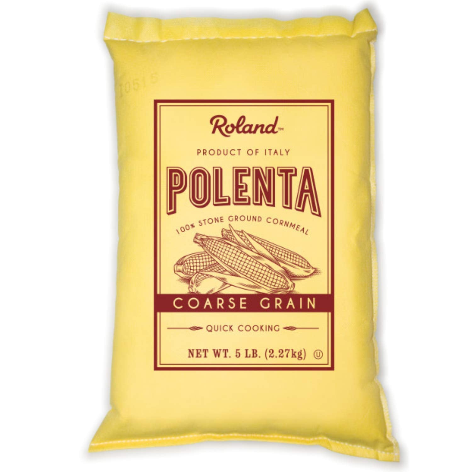 Roland Foods Yellow Polenta close-up, golden texture ideal for side dishes.