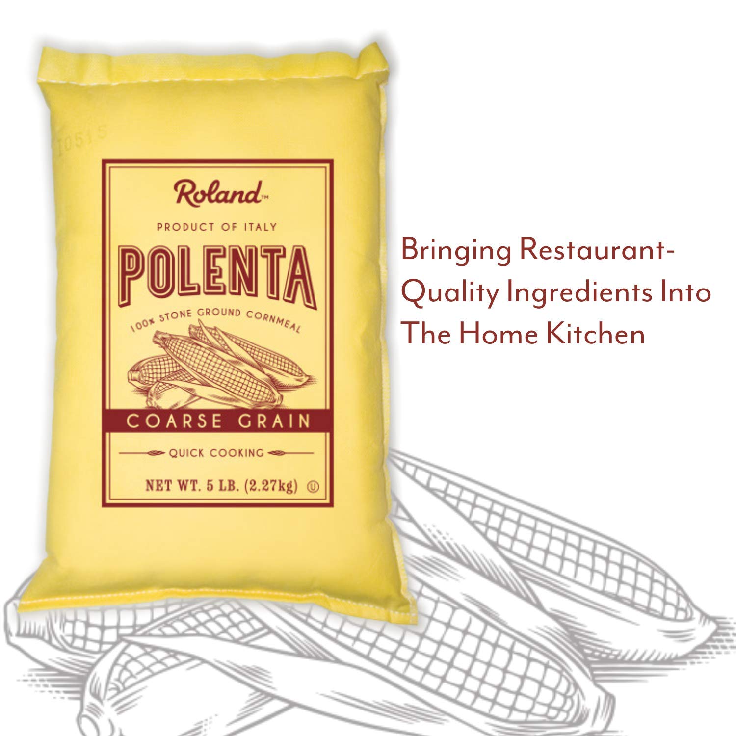 Roland Foods Yellow Polenta served with creamy sauce for a comforting meal.