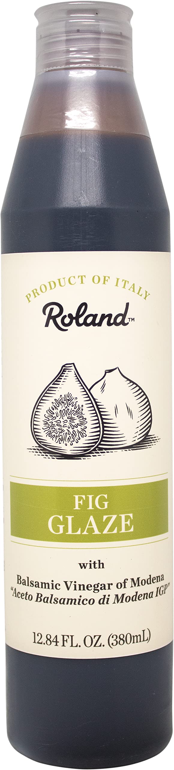 Roland Foods Fig Balsamic Glaze bottle-pour showcases glossy finish ideal for finishing dishes.