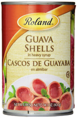 Roland Foods guava shells in heavy syrup; ready-to-serve fruit slices from the can.