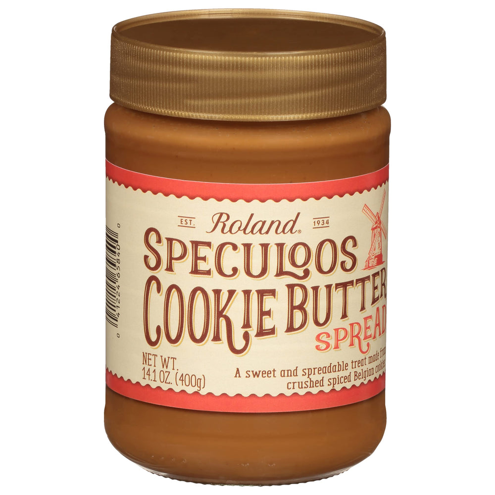Roland Foods Speculoos cookie butter spread jar versatile for toast and desserts