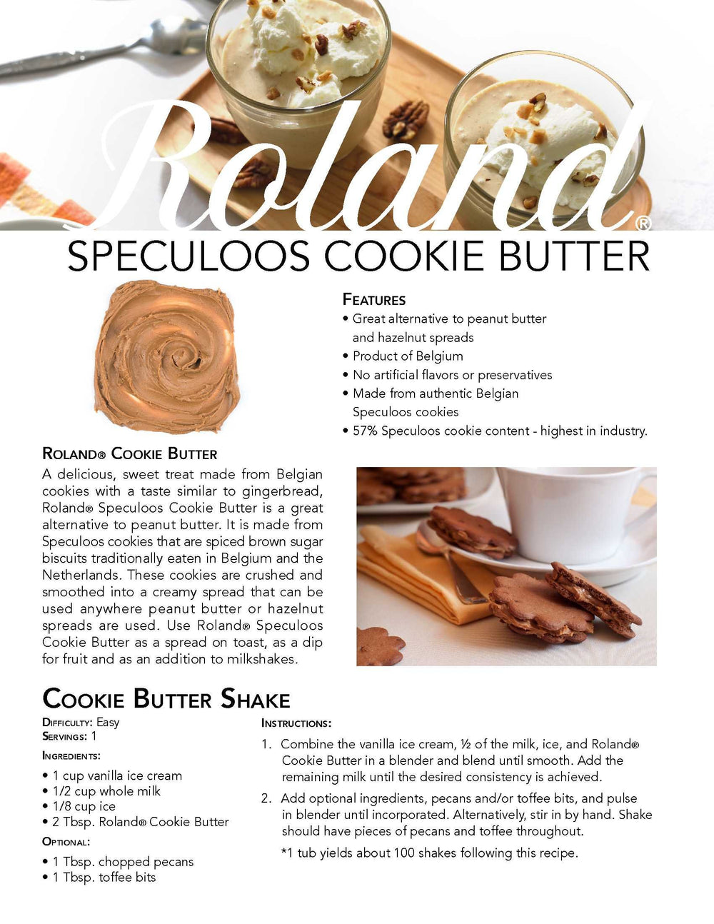 Roland Foods Speculoos cookie butter spread on pancakes, perfect breakfast topping
