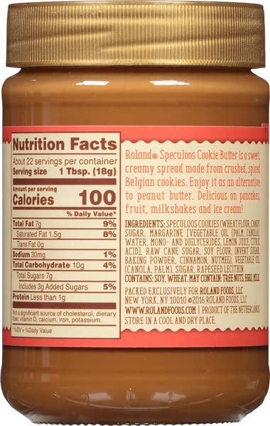 Roland Foods Speculoos cookie butter spread on spoon, creamy and spiced