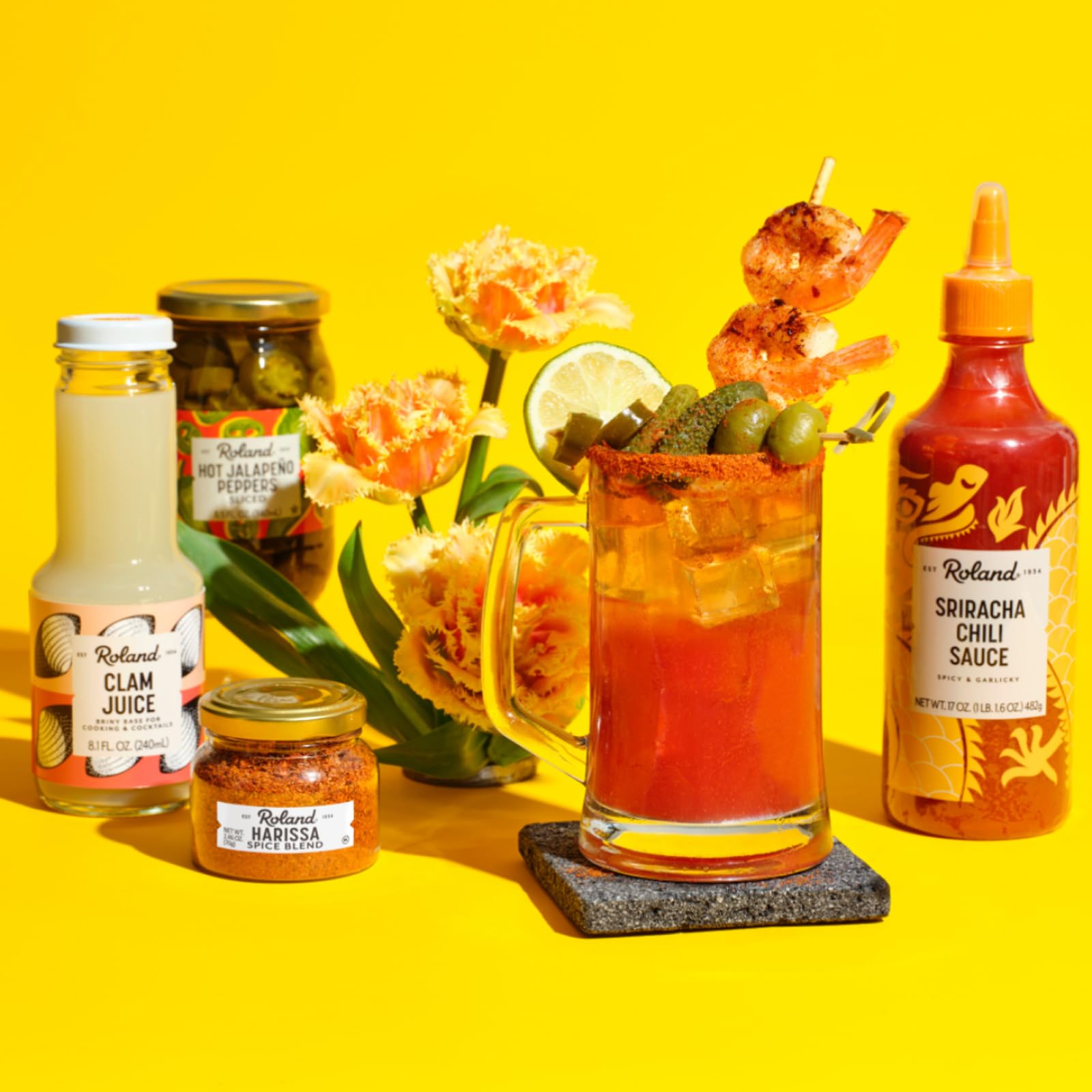 Roland Foods Sriracha from China adds vibrant color and thick texture.