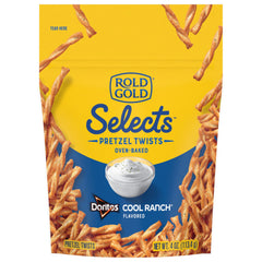Rold Gold Selects Cool Ranch pretzels in a bag, crispy and tangy for on-the-go snacking